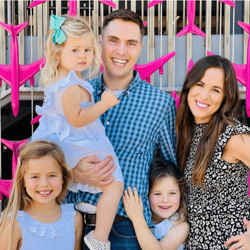 Kelsey Yeager poses with her husband and three daughters